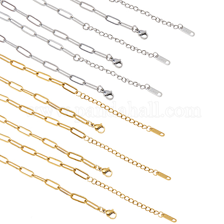 10 шт. 2 цвета 316l хирургическая нержавеющая сталь цепочка-скрепка ожерелье NJEW-DC00010-1