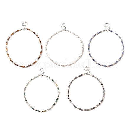 Collana di perline di pietre preziose miste naturali e perle e strass di cristallo per le donne NJEW-JN04209-1