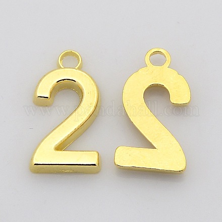 Rack Plated Zinc Alloy Number Charms PALLOY-A062-2G-NR-1
