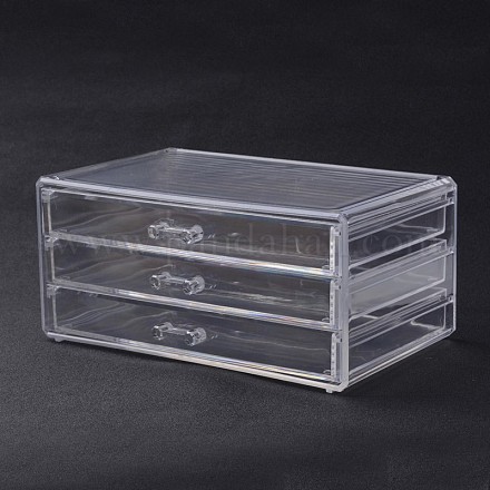 Trois couches rectangle acrylique en forme de conteneurs de stockage de perles CON-L005-02-1