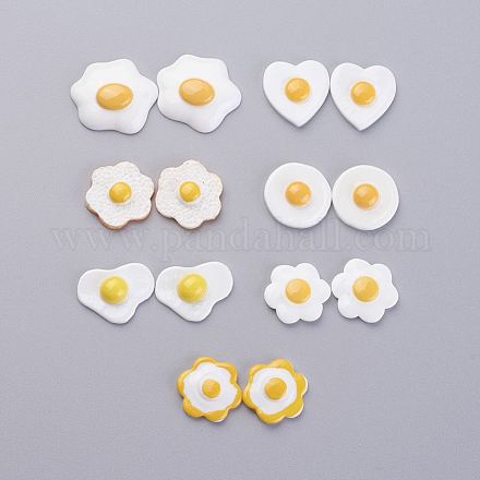 Cabuchones de resina con tema de huevo frito CRES-X0010-15-1
