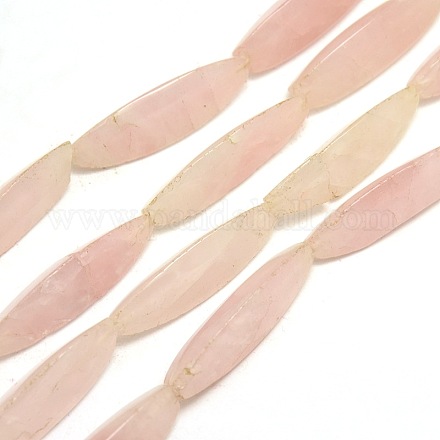 Faceted Rice Natural Rose Quartz Beads Strands G-P063-78-1