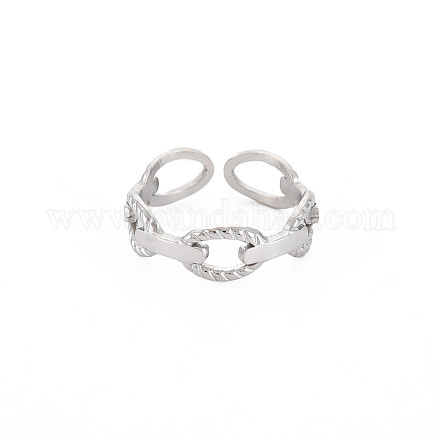 304 anillo de puño abierto con forma de cadena de cable de acero inoxidable para mujer RJEW-S405-178P-1