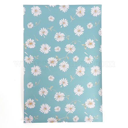 Hojas de tela de cuero de pvc impresas flor de margarita DIY-WH0158-61B-08-1