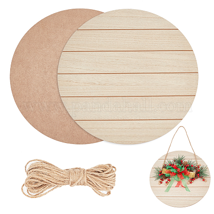 OLYCRAFT 13.7 inch Wood Circles for Crafts Unfinished Wood Rounds for Crafts Reversible Wood Circles Flat Round Cutouts Wood Hanging Door Plaque Wood Slices with Jute Cord for Home Decorations AJEW-OC0004-70-1