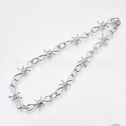 Alloy Barb Wire Necklaces NJEW-R254-01A-P-1