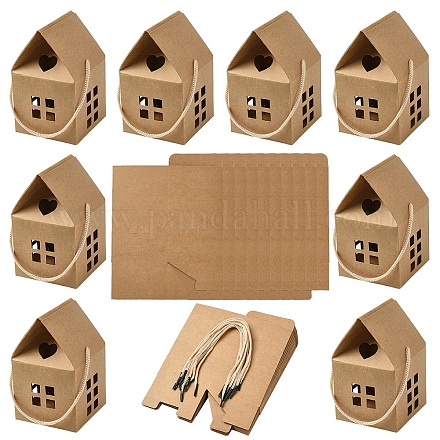 10 набор бумажных коробок для конфет в форме домика CON-YW0001-74A-1