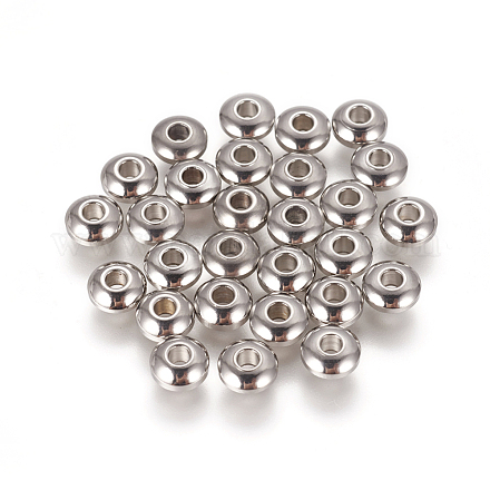 304 perline rondelle lisce in acciaio inossidabile X-STAS-M006-03-1