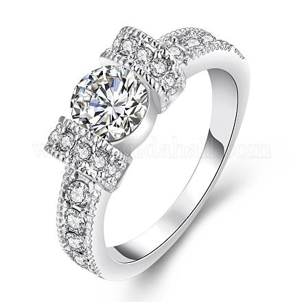 Latón Checa anillos de compromiso de rhinestone de novia elegantes para RJEW-BB02199-7B-1