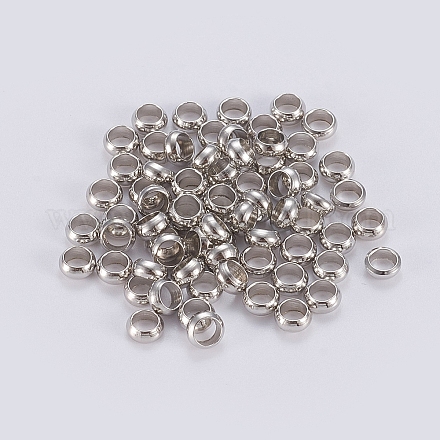 真鍮製つぶし玉カシメ玉  ロンデル  プラチナ  2x1.5mm  穴：1.2mm  約500個/袋 KK-CJC0001-05P-A-1
