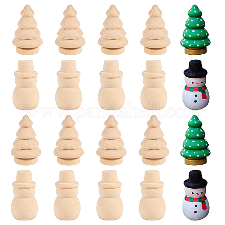 OLYCRAFT 20PCS Unfinished Wood Christmas Ornaments Wooden Snowman Christmas Tree Peg Dolls DIY Wooden Dolls for Festival Decorations Graffiti Drawing Toy and DIY Crafts WOOD-FG0001-06-1