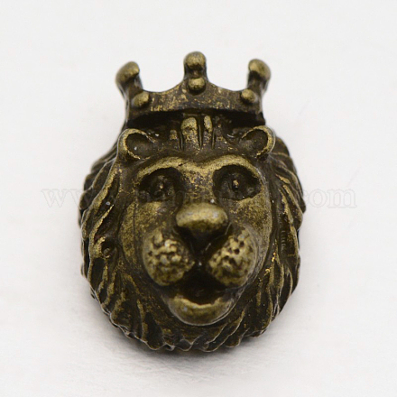 3D Lion King Head Alloy Beads PALLOY-F042-01AB-1