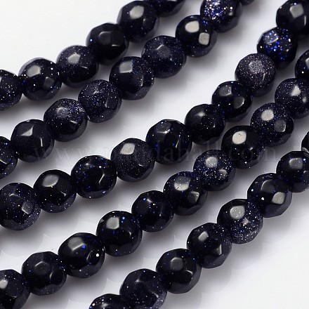 Synthetische blauen goldstone Perlen Stränge GSF4mmC053-1