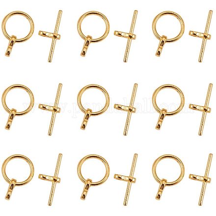 NBEADS 20Sets Tibetan Style Golden Round Toggle Clasps & Tbar Clasps for Necklace Bracelet Jewelry Making TIBE-NB0001-09G-1