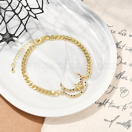 Латунные браслеты с микропаве из чистого кубического циркония BJEW-M050-03G-01-1