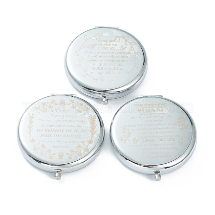 (defekter Ausverkauf: Alphabet Druckfehler) Edelstahlsockel tragbare Make-up-Kompaktspiegel STAS-XCP0001-36-1