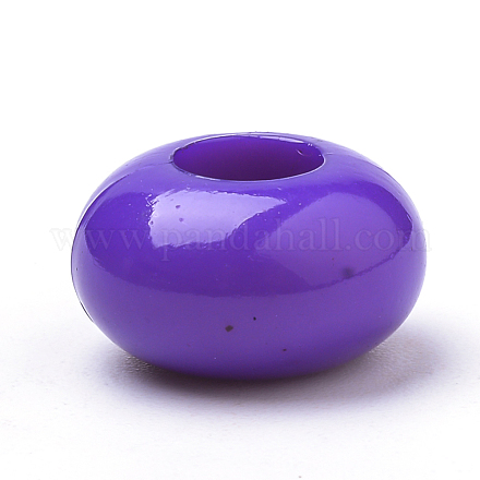 不透明なアクリルビーズ  大きな穴  ロンデル  青紫色  14x8mm  穴：6mm X-SACR-Q190-29A-1