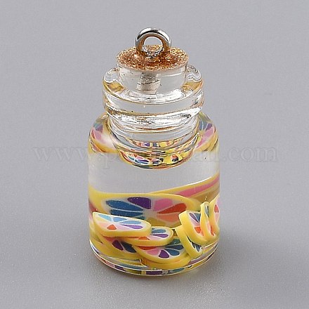 Прозрачная стеклянная бутылка желаний кулон украшения EGLA-B002-02E-1