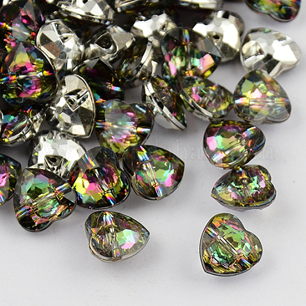 1-Hoyo Taiwán acrílico diamante de imitación botones del corazón BUTT-F017-13mm-13-1
