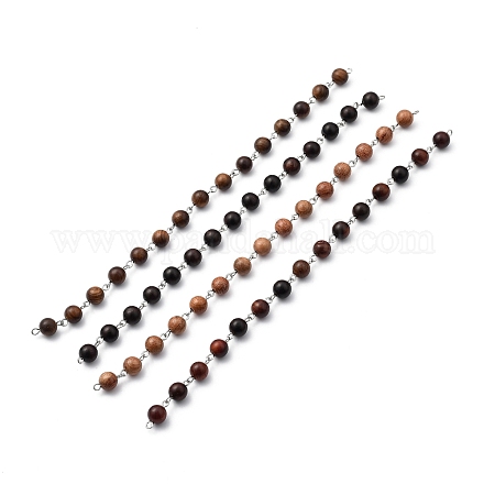 Chaînes de perles en bois faites à la main AJEW-JB00746-1