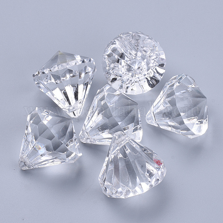 透明なアクリルパーツ  多面カット  ダイヤモンド  透明  37x32mm  穴：2.2mm X-TACR-Q260-I-V01-1