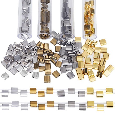 200 шт. 4-х цветные стеклянные бусины металлического цвета SEED-CN0001-16-1