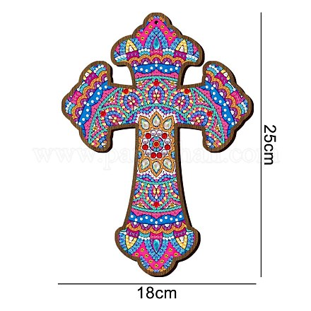 Kits de pintura de diamante de decoración de pared de cruz diy DIAM-PW0001-218A-1