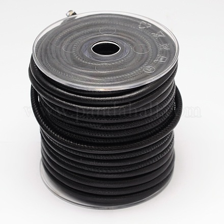 環境に優しいシープスキンレザーコード  革のアクセサリーコード  ジュエリーDIY製版材料  ブラック  4mm  5 m /ロール WL-E012-4mm-07-1
