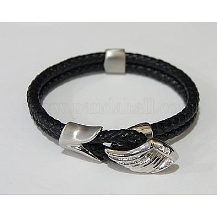 Bracelets de cordon en cuir tressé pour hommes X-BJEW-Q542-1