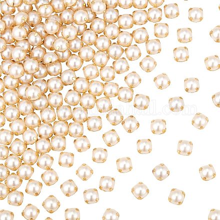 Gorgecraft 500 pz perline da cucire con perle a due fori da cucire su perle e strass con artiglio dorato accessori per abbigliamento con perle semicircolari con retro piatto per abiti artigianali (5.5 mm) SACR-GF0001-03C-1