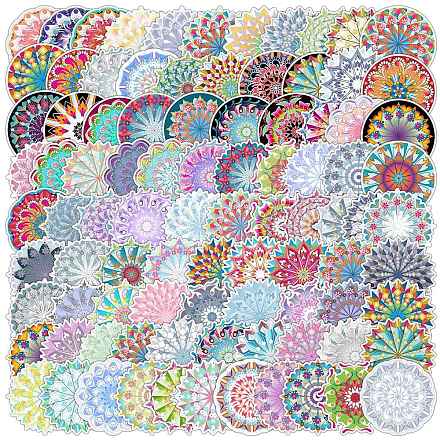 100 Stück PVC-Blumenaufkleber im Mandala-Stil MAND-PW0001-21-1