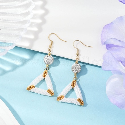 Серьги-подвески из треугольного бисера ручной работы EJEW-MZ00467-01-1