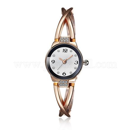 ファッションのコロケーションの女性の腕時計  合金のガラスクォーツ時計  ラインストーン付き  ローズゴールド  190x7mm WACH-BB09910-1-1