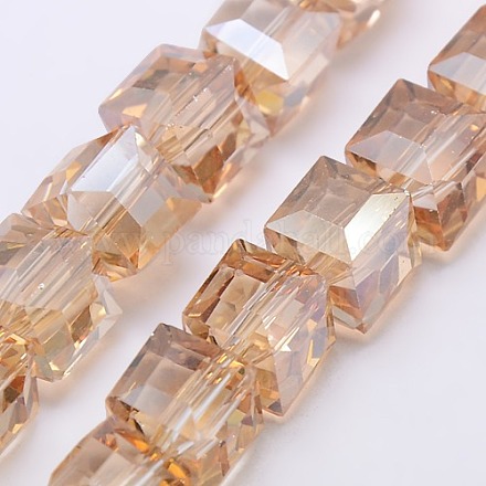 Cuentas de vidrio de cristal de brillo nacarado chapado en hebras X-EGLA-F016-B03-1