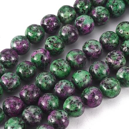 Brins de perles de pierres précieuses naturelles teints ronds G-R345-10mm-15-1