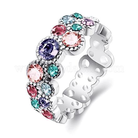 Ottone grazioso colorati anelli di barretta strass ceco per le donne RJEW-BB02271-7B-1