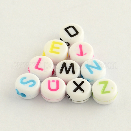 Opaque Acrylic Flat Round Beads X-SACR-Q100-M032-1
