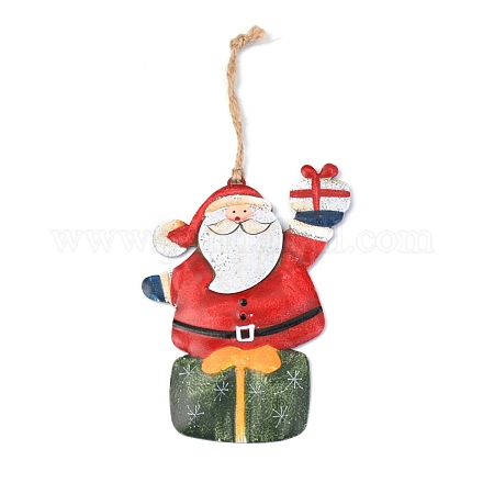 サンタクロース/ファーザークリスマスの鉄の装飾品  クリスマスツリー吊り飾り  クリスマスパーティーの家の装飾のために  レッド  202mm HJEW-G013-09-1
