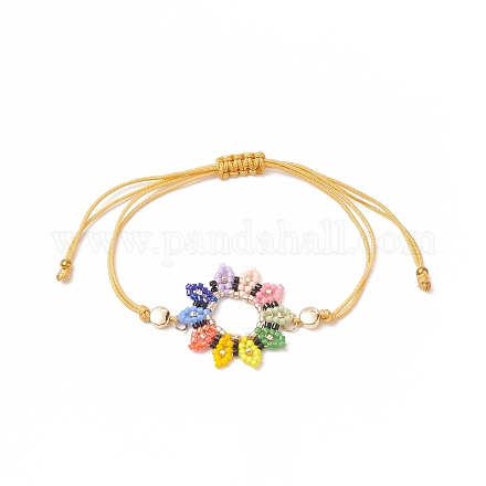 Bracelet de perles de tournesol tressées en graines de verre BJEW-MZ00023-1