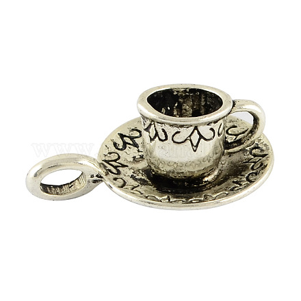 Чашка кофе тибетском стиле сплава подвески TIBEP-A13415-AS-NR-1