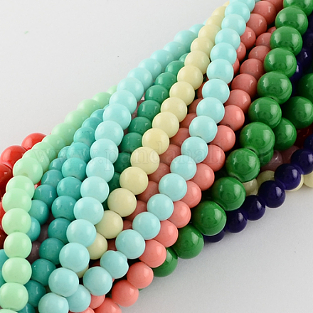 Painted Glass Beads Strands DGLA-R003-6mm-M-1