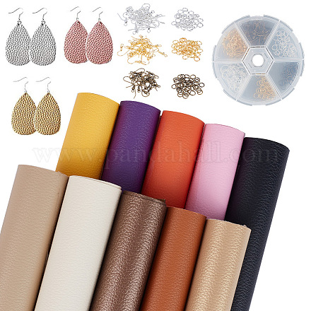 Sunnyclue 1 juego 10pcs hojas de tela de cuero sintético sólido pu kit de cuero sintético para pendientes llaveros arcos artesanías decoraciones para festivales DIY-SC0001-05-1