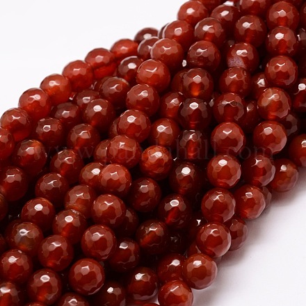 Chapelets de perles rondes à facettes en agate naturelle teintée X-G-E320B-10mm-08-1