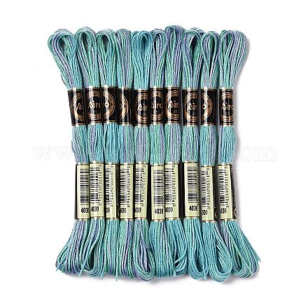 10かせ 6層ポリエステル刺繍フロス  クロスステッチの糸  セグメント染め  士官候補生ブルー  0.5mm  約8.75ヤード（8m）/かせ OCOR-K006-A30-1