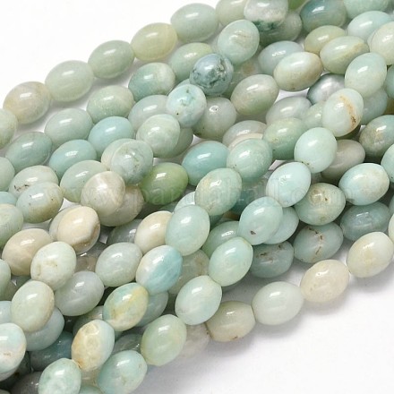 Oval Natural Flower Amazonite Bead Strands G-P106-16-1