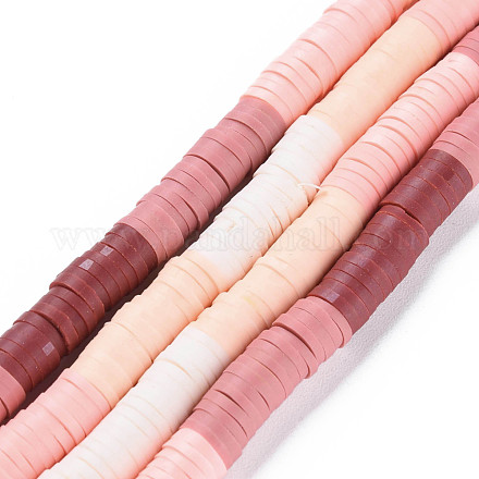 Fixed 5 Color Handmade Polymer Clay Bead Strands CLAY-S096-029L-1