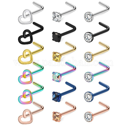 Кольца для носа из хирургической нержавеющей стали 316L с кубическим цирконием в форме сердца FS-WGD0B52-01-1