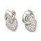 Interlocking Heart Rack Plating Brass Micro Pave Cubic Zirconia Stud Earrings for Women, Long-Lasting Plated, Lead Free & Cadmium Free, Platinum, 19.5x15mm