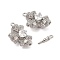 Brass Micro Pave Clear Cubic Zirconia Box Clasps, Bowknot, Platinum, 13x20.5x9.5mm, Hole: 1.2mm