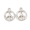 CCB Plastic Pendants, Peace Sign, Platinum, 19.5x15.5x2.5mm, Hole: 2mm